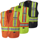 Pioneer 6937 Hi-Viz Tear-Away Mesh Back Zip Front Black Safety Vest